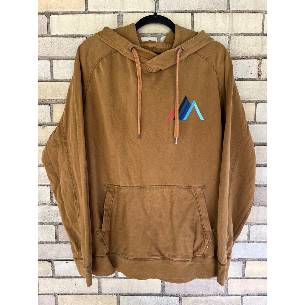 American Eagle Outfitters Mens Brown Mountain Logo Graphic Hoodie Size Large